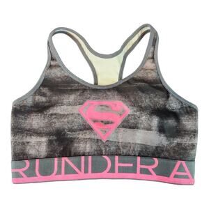 Under Armour superman logo black and pink sports bra size small 14